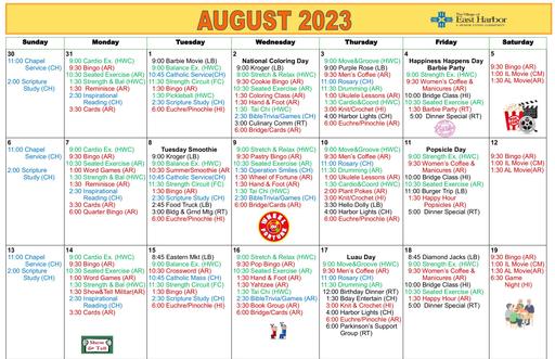 8/2023 East Harbor Calendar