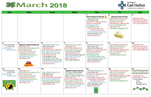 3/2018 East Harbor Calendar
