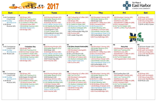 10/2017 East Harbor Calendar