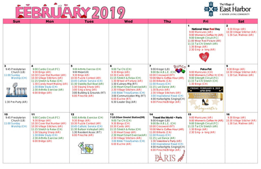 2/2019 East Harbor Calendar