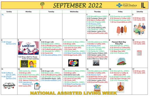9/2022 East Harbor Calendar Independent Living