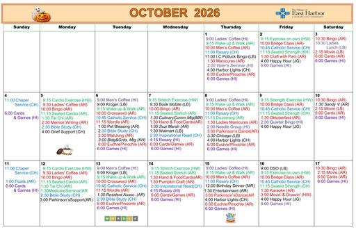 10/2026 East Harbor Calendar