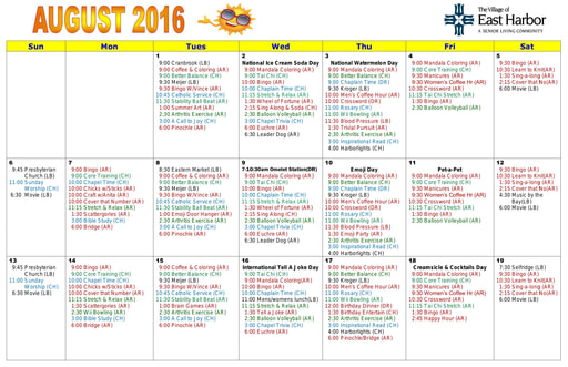 8/2017 East Harbor Calendar