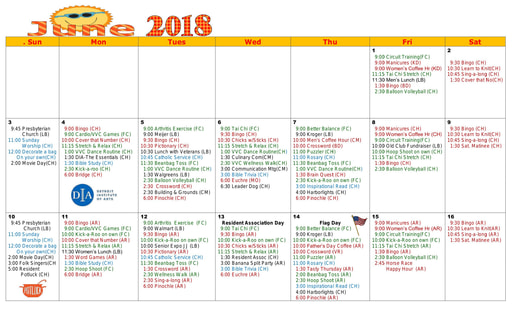 6/2018 East Harbor Calendar