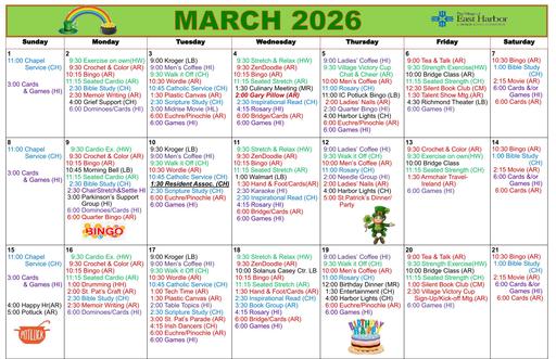 3/2026 East Harbor Calendar
