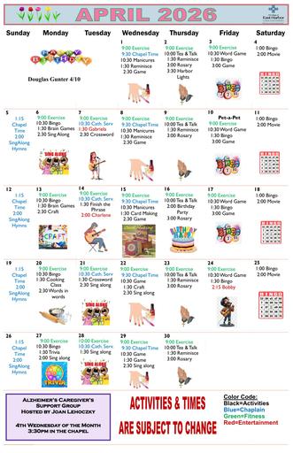 4/2026 East Harbor Calendar Memory Care