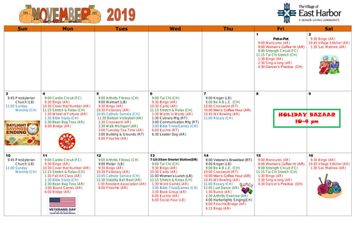 11/2019 East Harbor Calendar