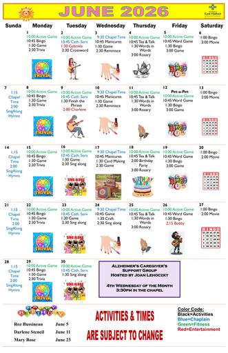 6/2026 East Harbor Calendar Memory Care