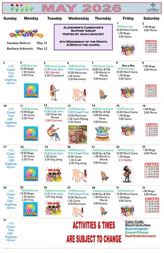 5/2026 East Harbor Calendar Memory Care