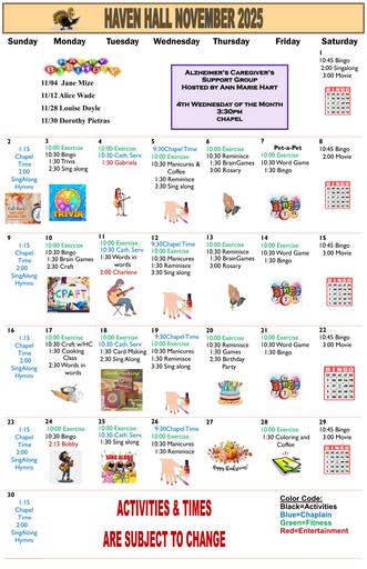 11/2025 East Harbor Calendar Memory Care