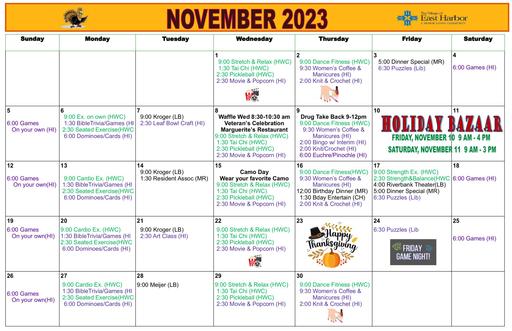 11/2023 Harbor Inn Calendar