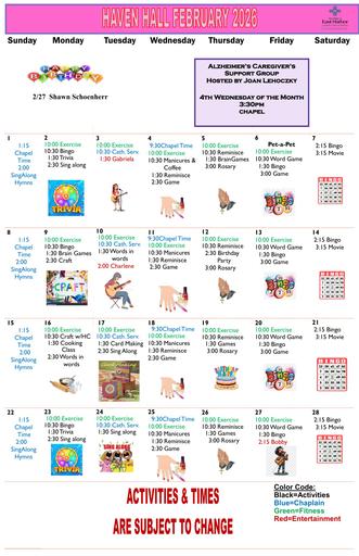 2/2026 East Harbor Calendar Memory Care