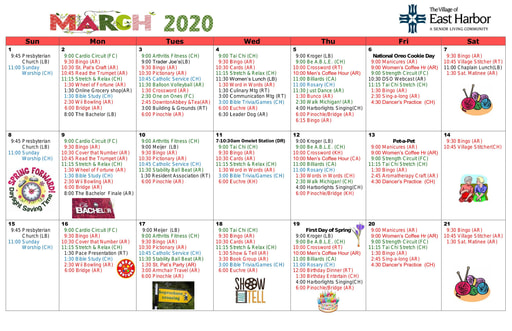 3/2020 East Harbor Calendar