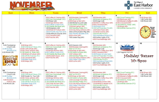 11/2016 East Harbor Calendar