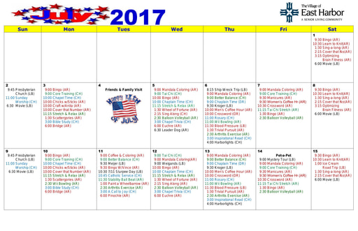 7/2017 East Harbor Calendar