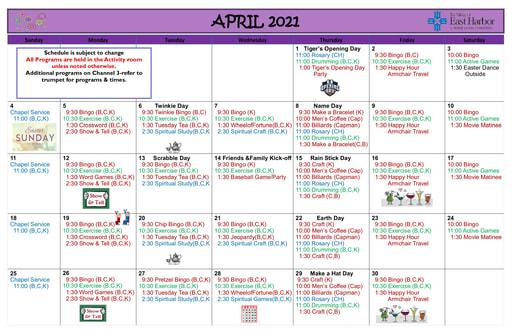 4/2021 East Harbor Calendar