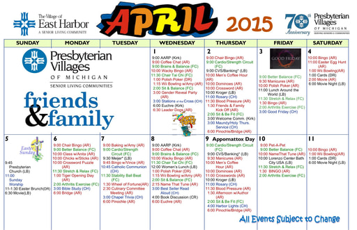 4/2015 East Harbor Calendar