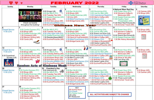 2/2022 East Harbor Calendar