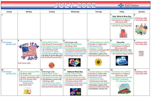 7/2022 East Harbor Calendar
