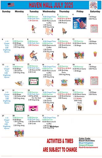 7/2025 East Harbor Calendar Memory Care