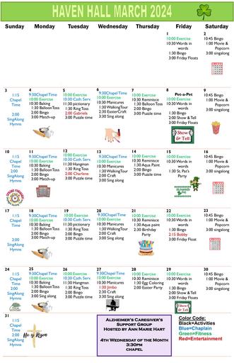 3/2024 East Harbor Calendar Memory Care