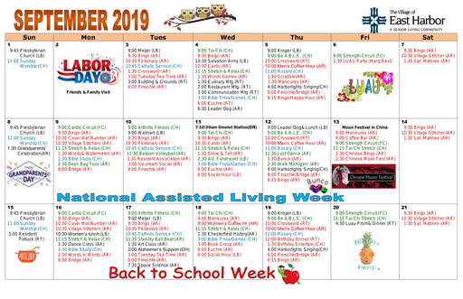 9/2019 East Harbor Calendar