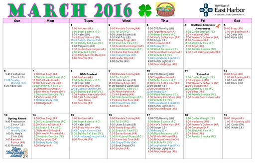 3/2016 East Harbor Calendar