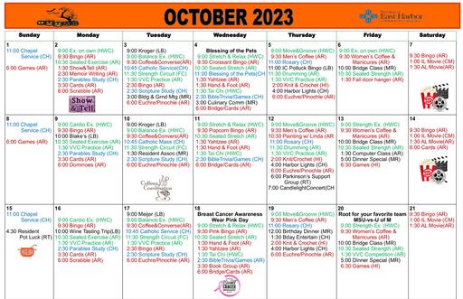 10/2023 East Harbor Calendar