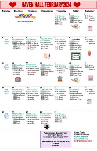 2/2024 East Harbor Calendar Memory Care