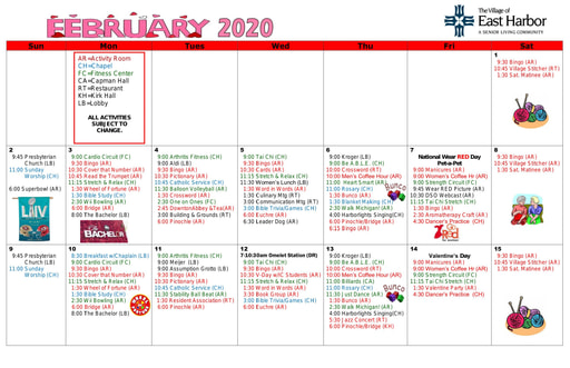 2/2020 East Harbor Calendar