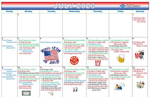 7/2023 East Harbor Calendar