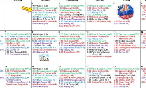 7/2025 East Harbor Calendar